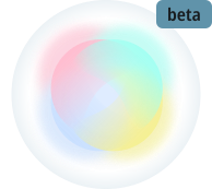 A round white circle with multi coloured quadrants