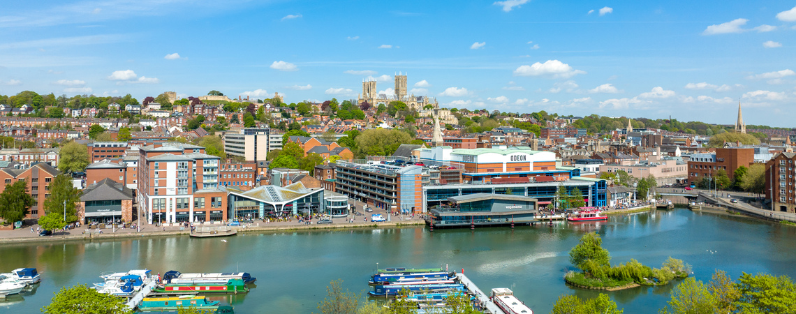 A view of the Brayford Pool in summer