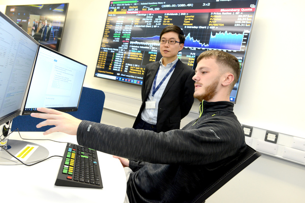 A economics student in the Bloomberg Terminal